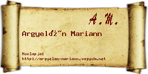 Argyelán Mariann névjegykártya
